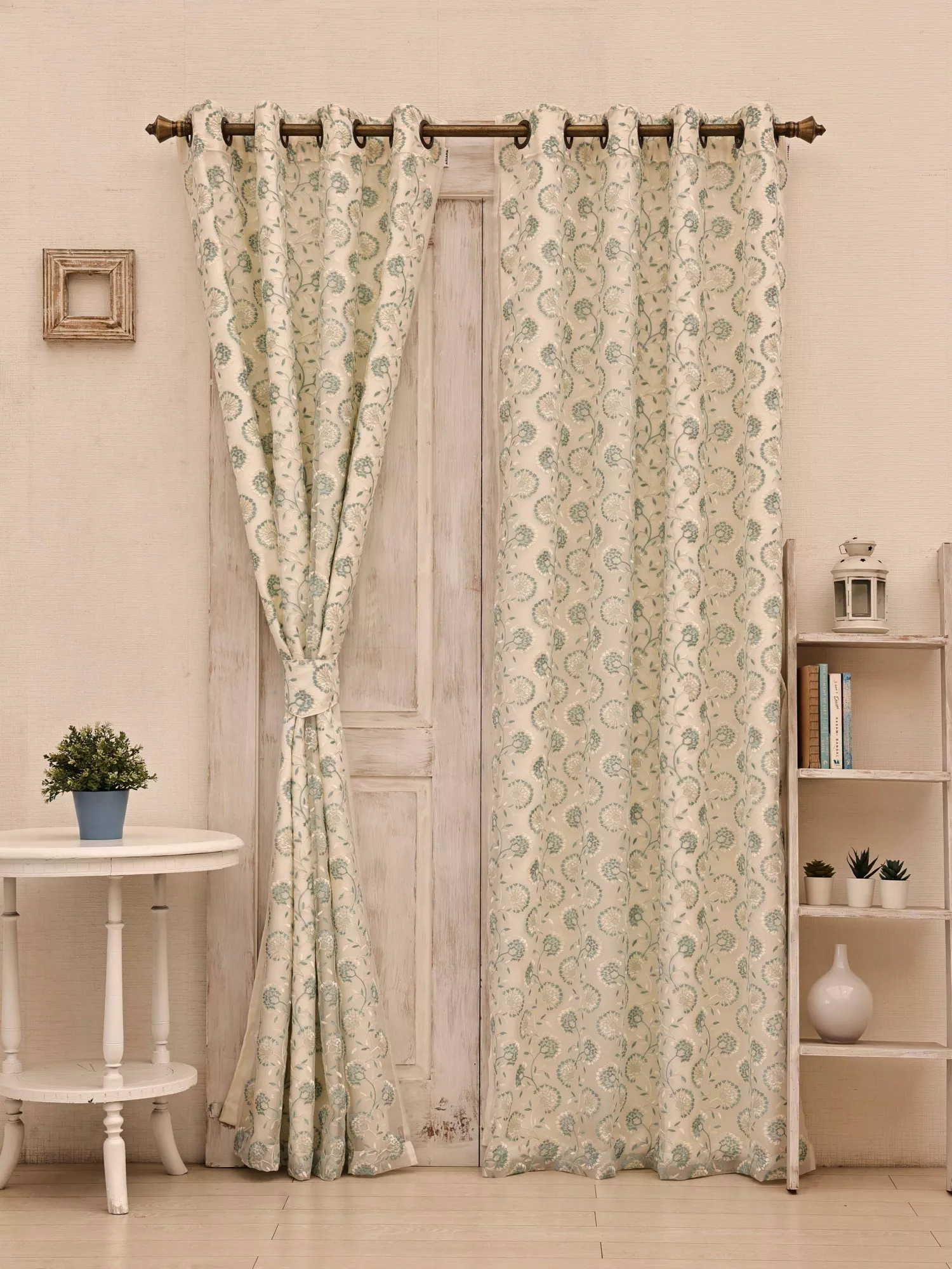 2 in 1 Twilight Embroidered Floral Curtain
