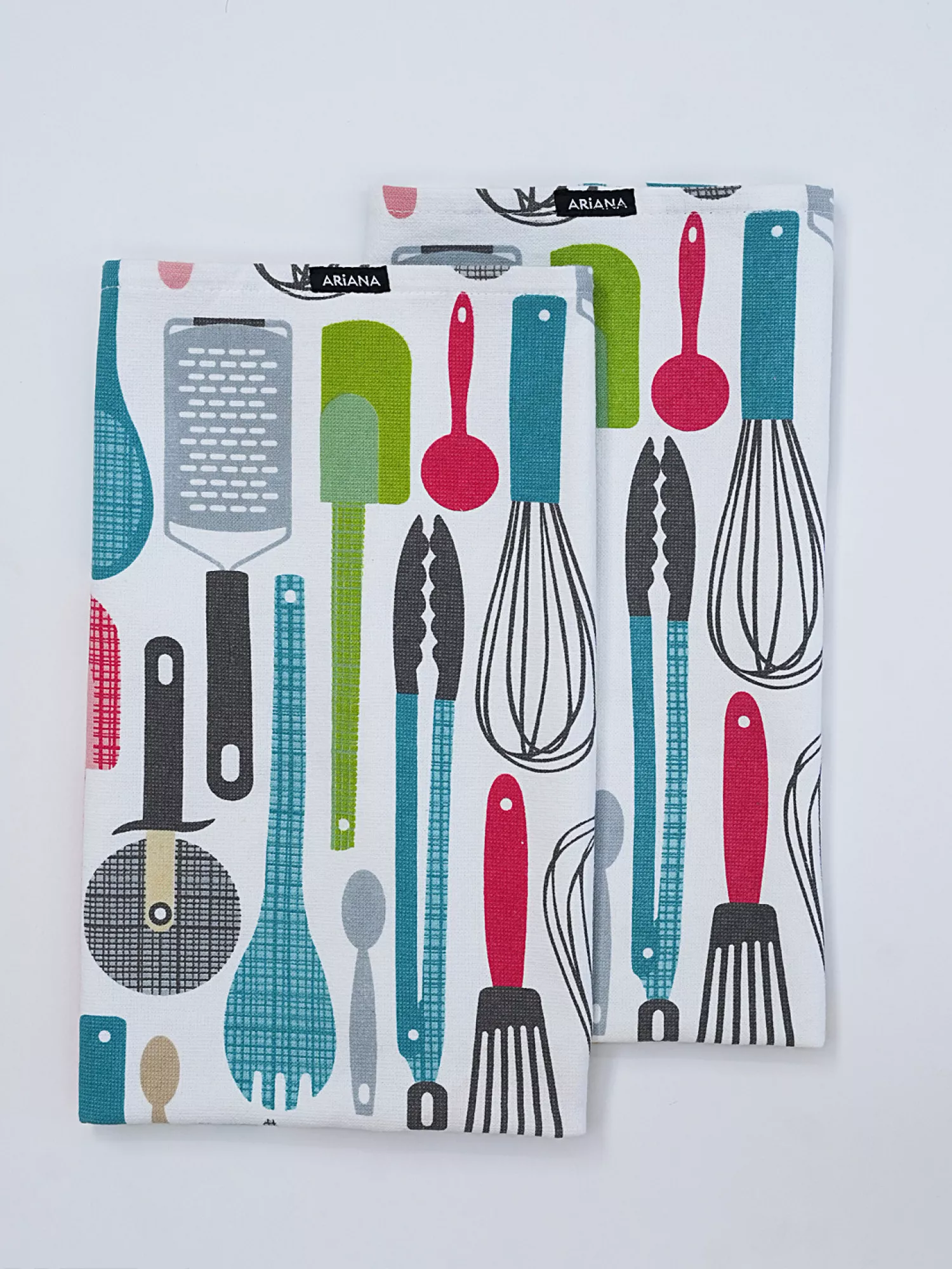 Pack of 2 Kitchen Utensils Design Printed 144 GSM Cotton Kitchen Towel