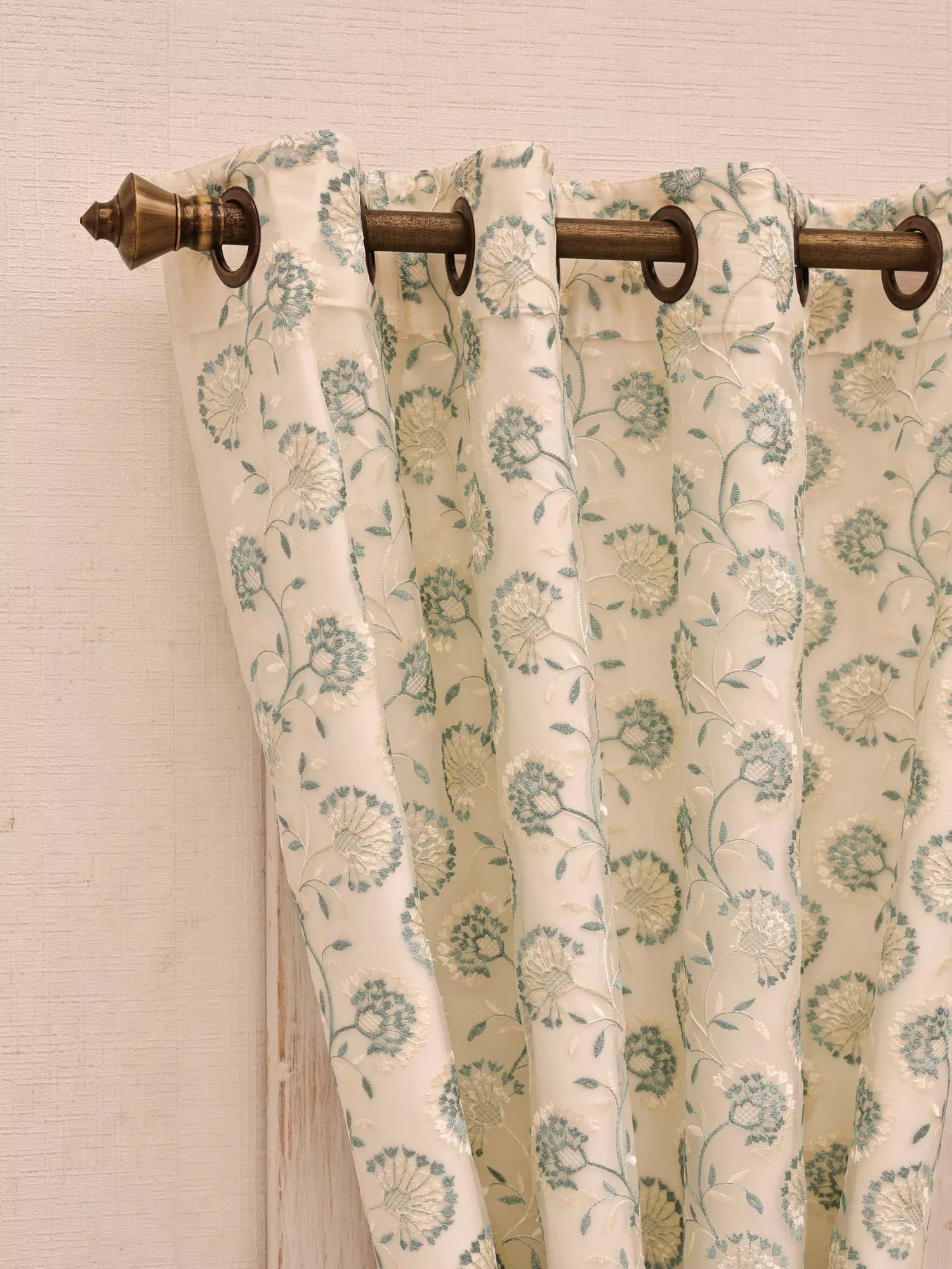 2 in 1 Twilight Embroidered Floral Curtain