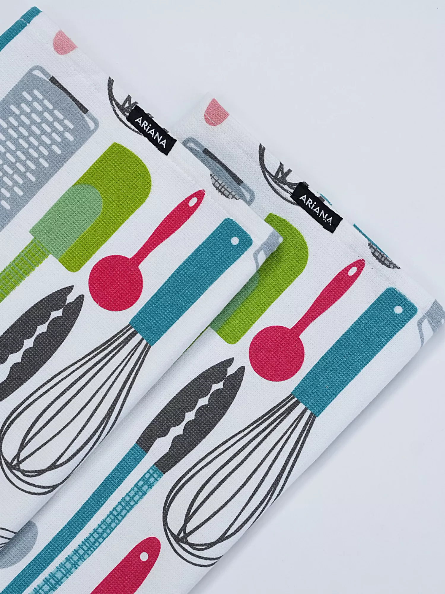 Pack of 2 Kitchen Utensils Design Printed 144 GSM Cotton Kitchen Towel