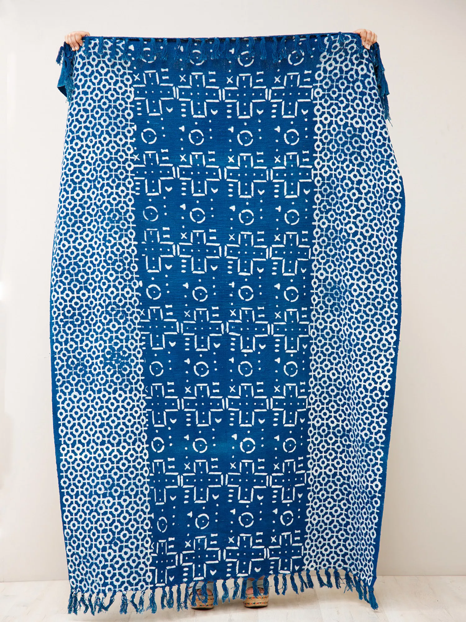 Cotton Handblock Print Indigo Throw