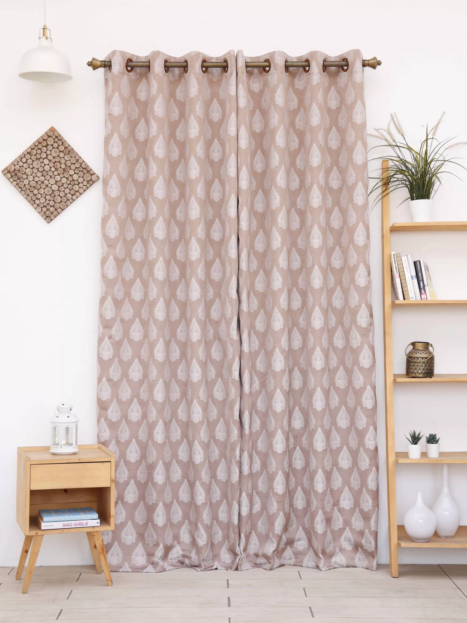Jade with Satin Blackout Lining Motif Design Curtain