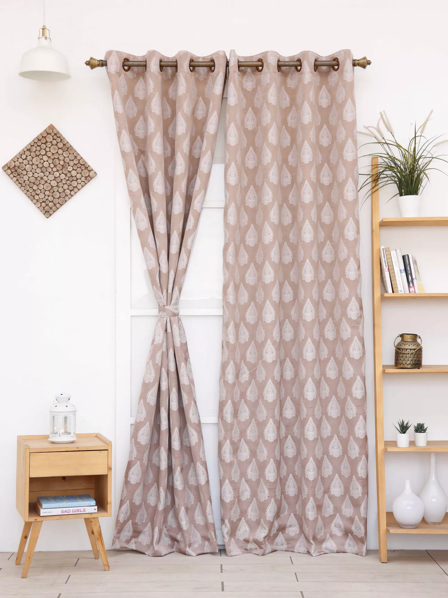 Jade with Satin Blackout Lining Motif Design Curtain